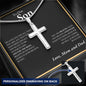 To Son from Mom and Dad | Personalized Steel Cross Necklace