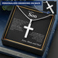 To Son from Mom and Dad | Personalized Steel Cross Necklace