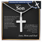 To Son from Mom and Dad | Personalized Steel Cross Necklace