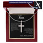 To Son from Mom and Dad | Personalized Steel Cross Necklace