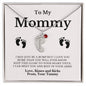 To Mommy, Mom | Engraved Baby Feet Necklace with Birthstones
