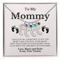 To Mommy, Mom | Engraved Baby Feet Necklace with Birthstones
