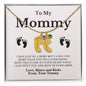 To Mommy, Mom | Engraved Baby Feet Necklace with Birthstones