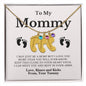 To Mommy, Mom | Engraved Baby Feet Necklace with Birthstones