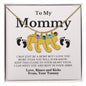 To Mommy, Mom | Engraved Baby Feet Necklace with Birthstones