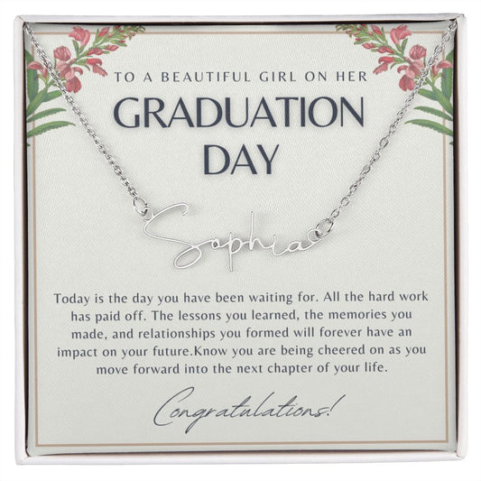 To Daughter, Granddaughter for Graduation | Signature Name Necklace