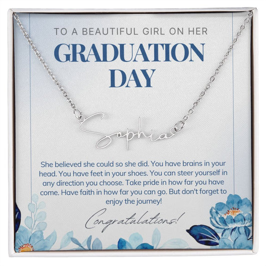 To Daughter, Granddaughter for Graduation | Signature Name Necklace