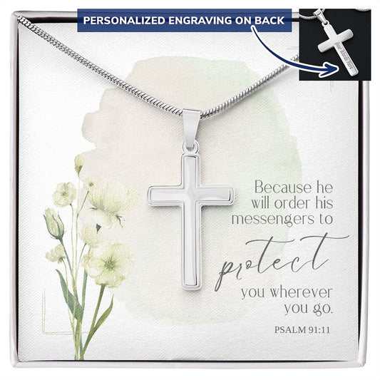 To Granddaughter, Daughter | Personalized Cross Necklace