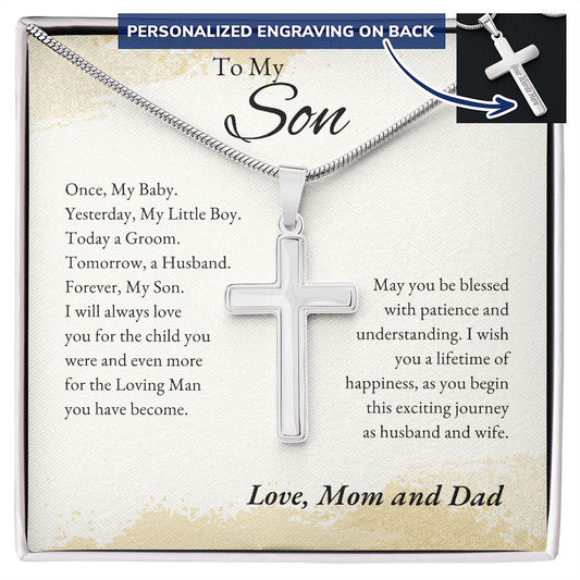 To Son from Mom and Dad | Personalized Cross Necklace