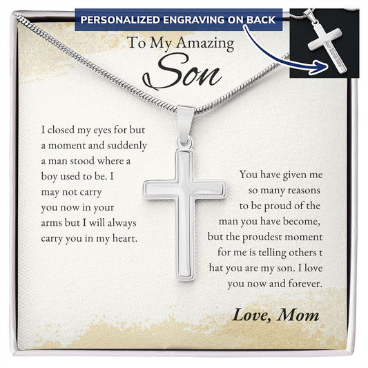 To Son from Mom | Personalized Cross Necklace