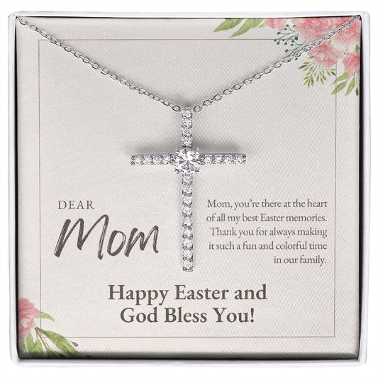 To Mom on Easter | CZ Cross Necklace