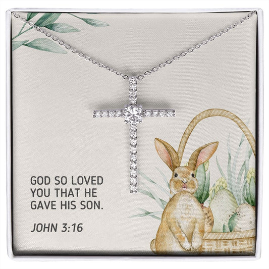 John 3 16, Easter | CZ Cross Necklace