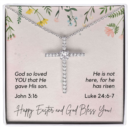 John and Luke Verse, Easter | CZ Cross Necklace