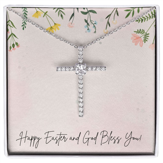 Happy Easter | CZ Cross Necklace
