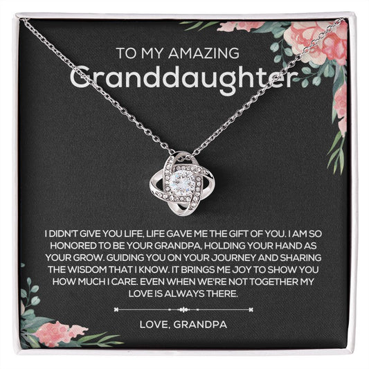 To Granddaughter from Grandpa | Love Knot Necklace