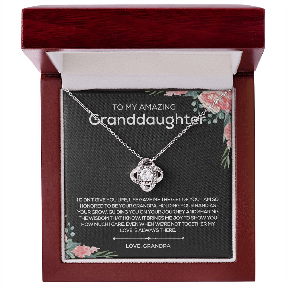 To Granddaughter from Grandpa | Love Knot Necklace