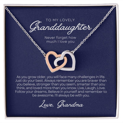To Granddaughter from Grandmother | Interlocking Hearts Necklace