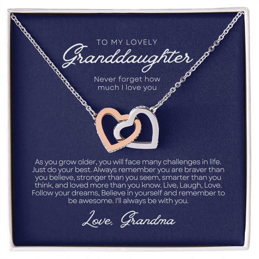 To Granddaughter from Grandmother | Interlocking Hearts Necklace