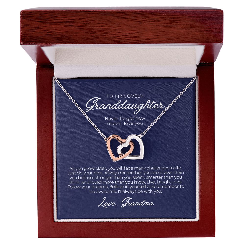 To Granddaughter from Grandmother | Interlocking Hearts Necklace