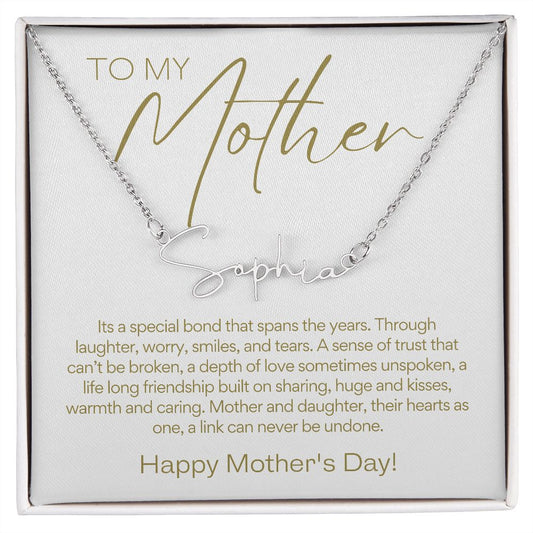 To Mother from Daughter, Mother's Day | Signature Name Necklace