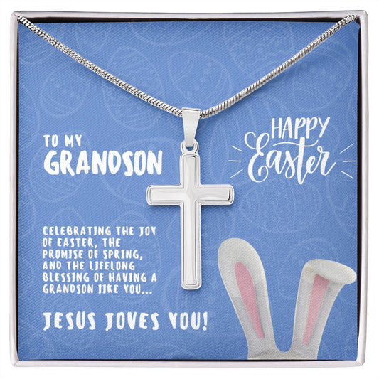 To Grandson for Easter | Cross Necklace